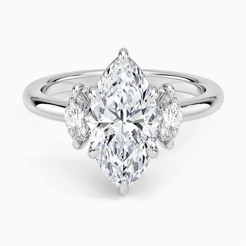 Sasha Three Stone Marquise Diamond Ring (1/3 ct. tw.) - Marquise Center Stone