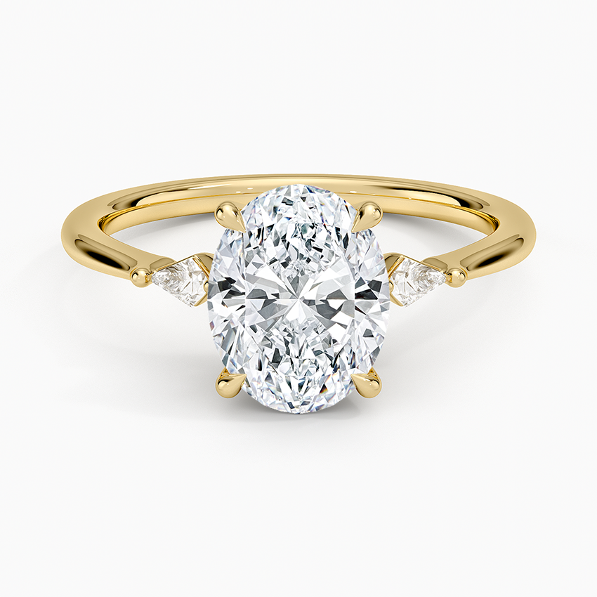Petite Cometa Three Stone Diamond Ring - Oval Center Stone