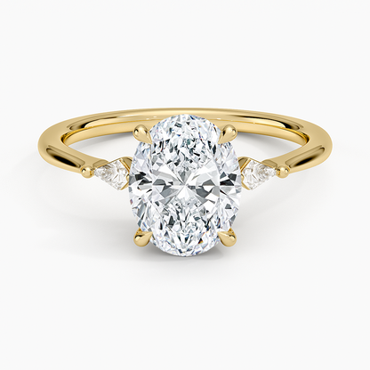 Petite Cometa Three Stone Diamond Ring - Oval Center Stone