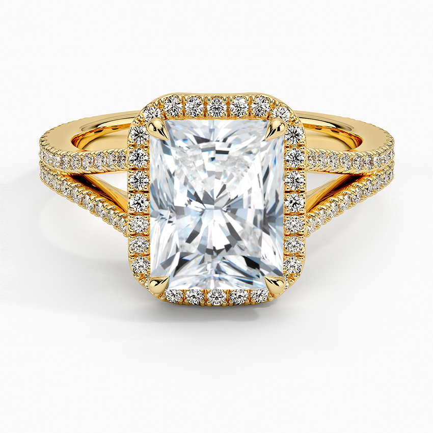 Fortuna Halo Diamond Ring (1/2 ct. tw.) - Radiant Cut Center Stone