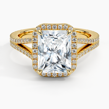 Fortuna Halo Diamond Ring (1/2 ct. tw.) - Radiant Cut Center Stone