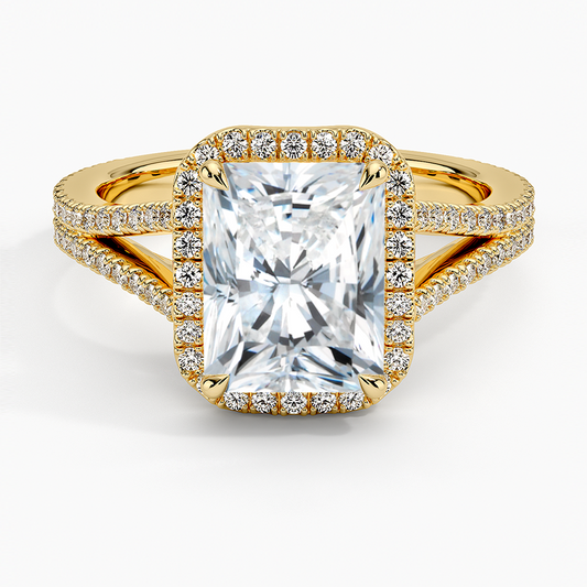 Fortuna Halo Diamond Ring (1/2 ct. tw.) - Radiant Cut Center Stone