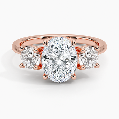 Luxe Selene Three Stone Diamond Ring (2/3 ct. tw.) - Oval Center Stone