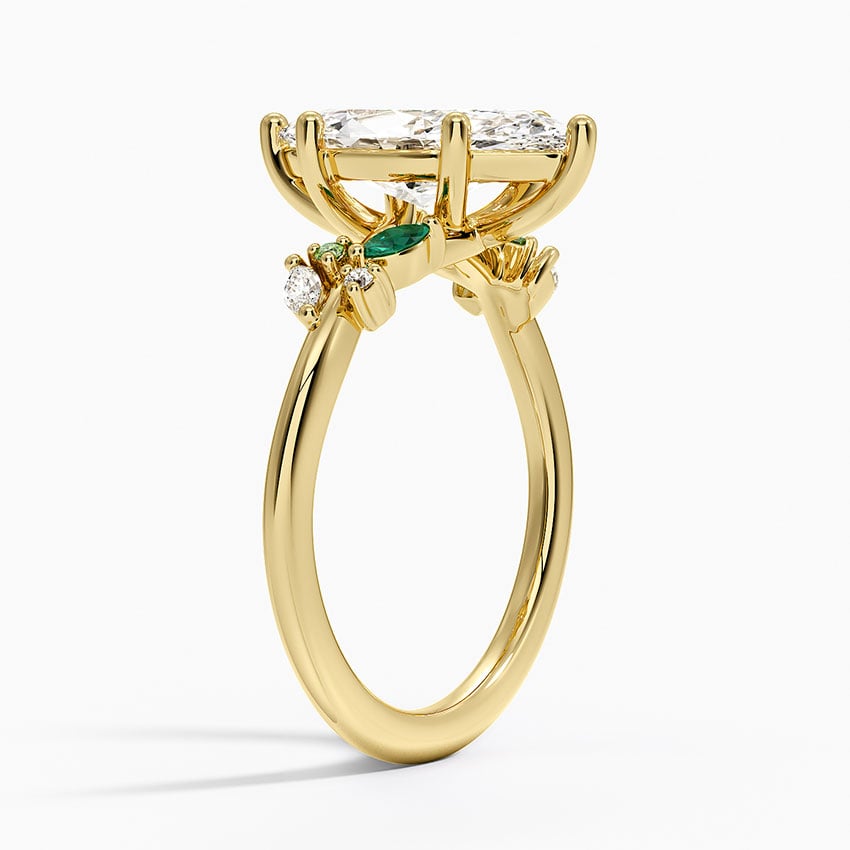 Arden Diamond Ring with Lab Emerald Accents - Marquise Cut Center Stone
