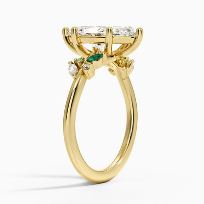 Arden Diamond Ring with Lab Emerald Accents - Marquise Cut Center Stone