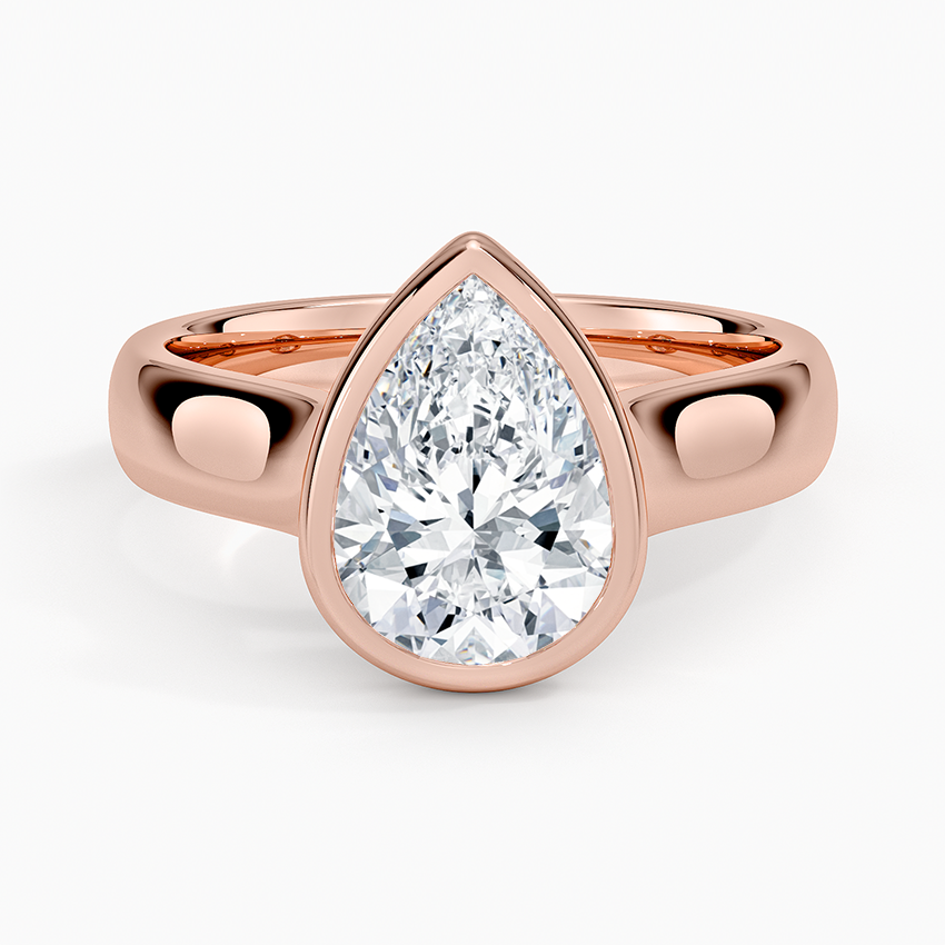 Luna 4mm Bezel Ring - Pear Center Stone