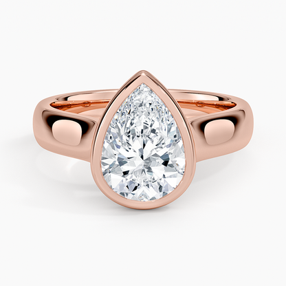 Luna 4mm Bezel Ring - Pear Center Stone