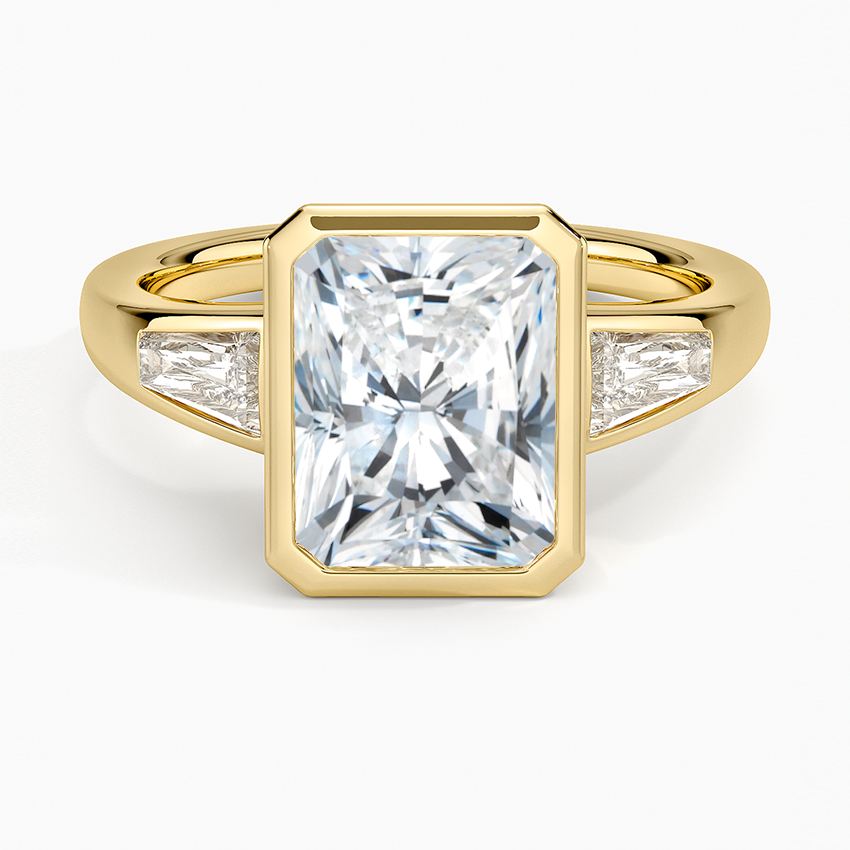 Hayes Three Stone Baguette Diamond Ring (1/2 ct. tw.) - Radiant Cut Center Stone