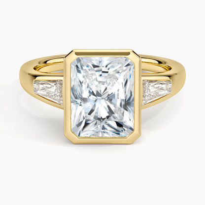 Hayes Three Stone Baguette Diamond Ring (1/2 ct. tw.) - Radiant Cut Center Stone