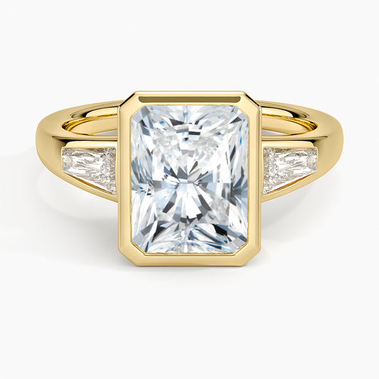 Hayes Three Stone Baguette Diamond Ring (1/2 ct. tw.) - Radiant Cut Center Stone