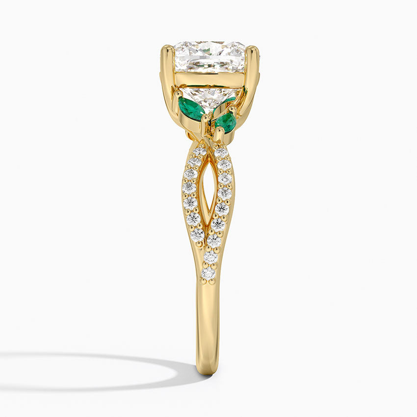 Luxe Willow Lab Emerald and Diamond Ring (1/8 ct. tw.) - Cushion Cut Center Stone