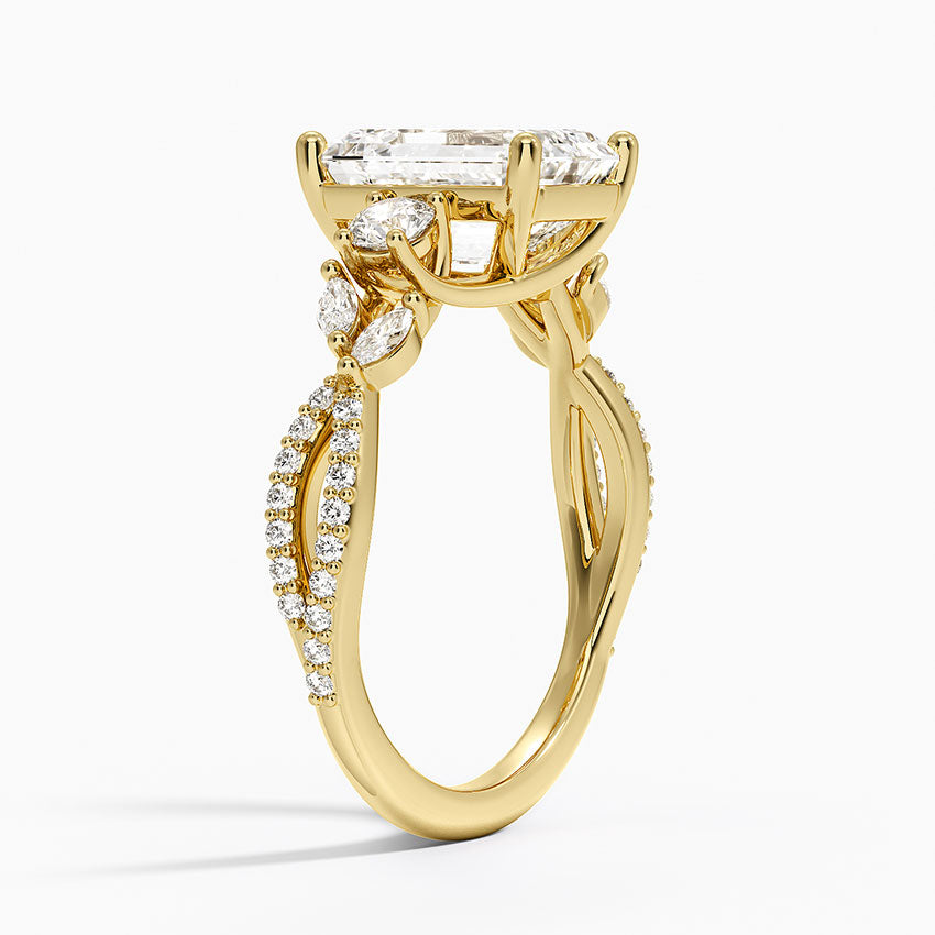 Luxe Willow Three Stone Diamond Ring (1/2 ct. tw.) - Emerald Cut Center Stone