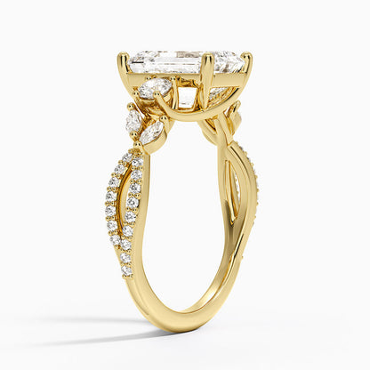 Luxe Willow Three Stone Diamond Ring (1/2 ct. tw.) - Emerald Cut Center Stone