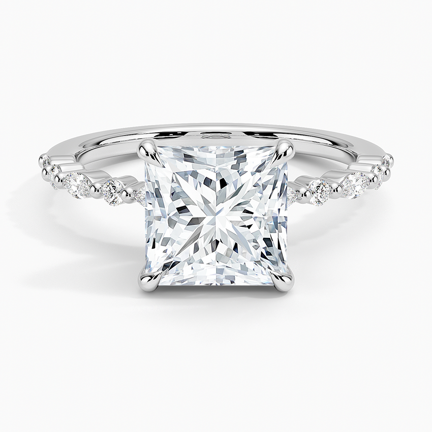 Delicate Versailles Diamond Ring - Princess Cut Center Stone