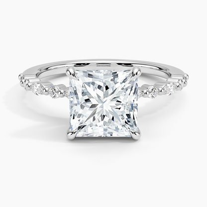 Delicate Versailles Diamond Ring - Princess Cut Center Stone