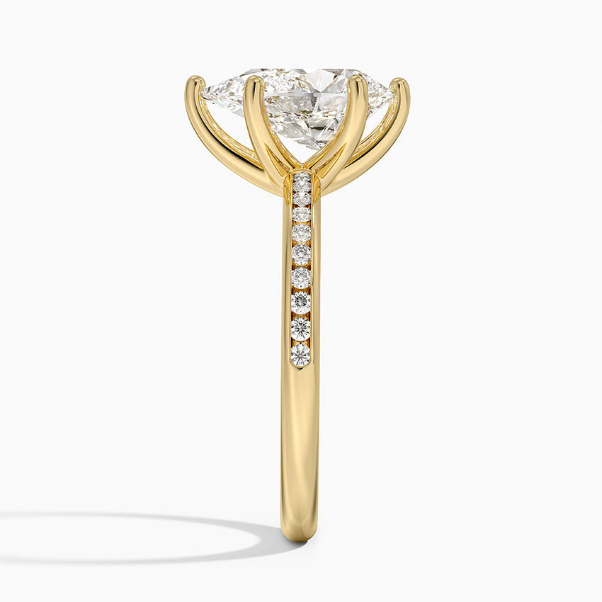 Tabitha Channel Set Diamond Ring - Pear Cut Center Stone