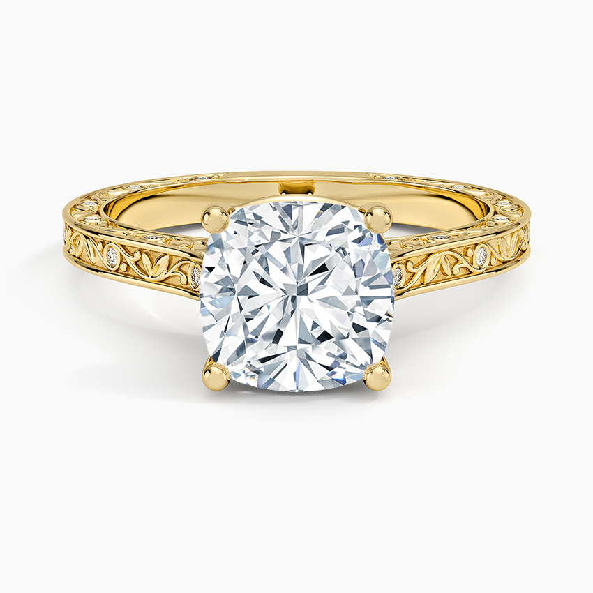 Grove Perfect Fit Engraved Diamond Ring (1/10 ct. tw.) - Cushion Cut Center Stone