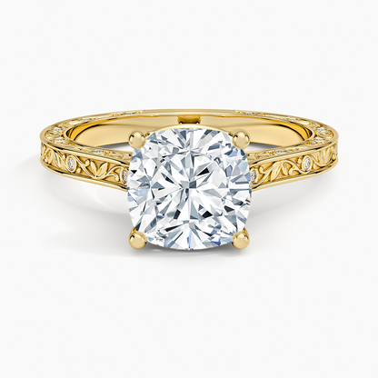Grove Perfect Fit Engraved Diamond Ring (1/10 ct. tw.) - Cushion Cut Center Stone