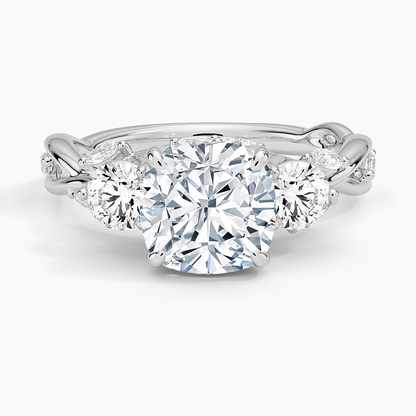 Secret Garden Three Stone Diamond Ring (3/4 ct. tw.) - Cushion Cut Center Stone