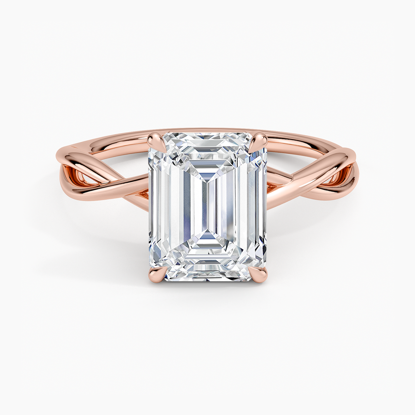 Alya Twist Solitaire Ring - Emerald Cut Center Stone