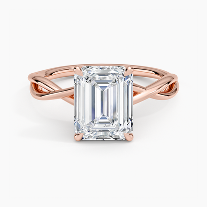 Alya Twist Solitaire Ring - Emerald Cut Center Stone