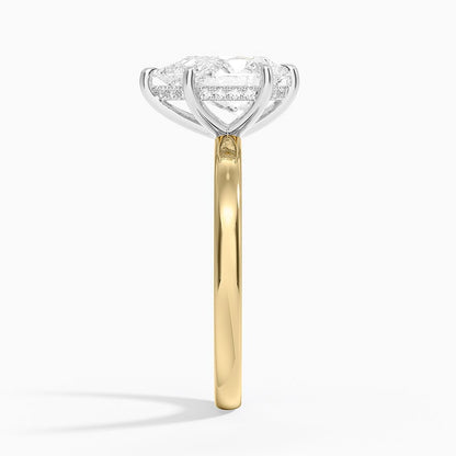 Platinum Mixed Metal Audrey 2mm Diamond Ring - Pear Center Stone