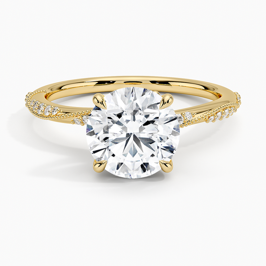 Camellia Hidden Accent 1.5mm Diamond Ring - Round Center Stone