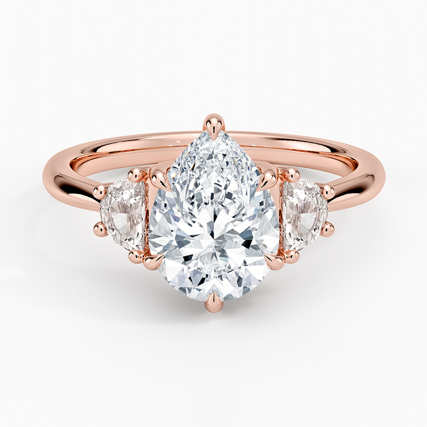 Half Moon Three Stone Diamond Ring (1/4 ct. tw.) - Pear Center Stone
