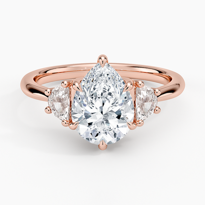 Half Moon Three Stone Diamond Ring (1/4 ct. tw.) - Pear Center Stone