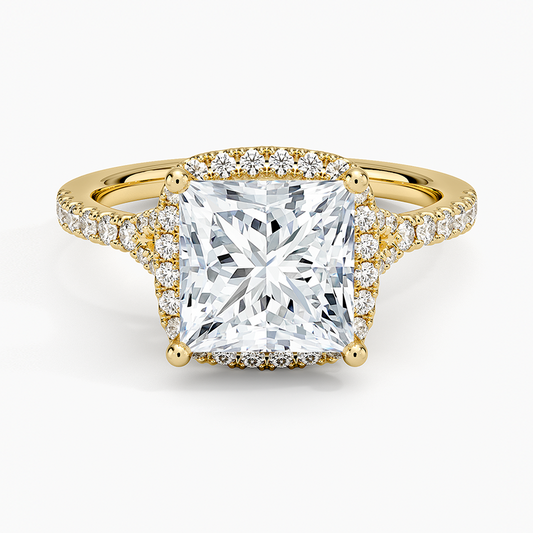 Joy Half Coverage Diamond Ring - Princess Cut Center Stone