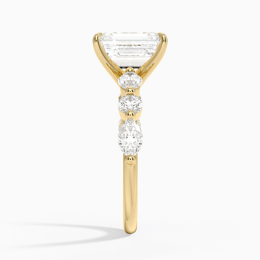 Grand Versailles Diamond Ring - Emerald Cut Center Stone