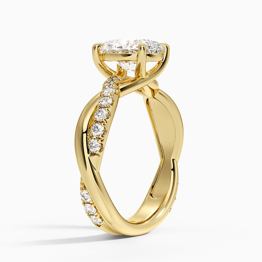 Cascade Twisted Diamond Ring - Oval Cut Center Stone