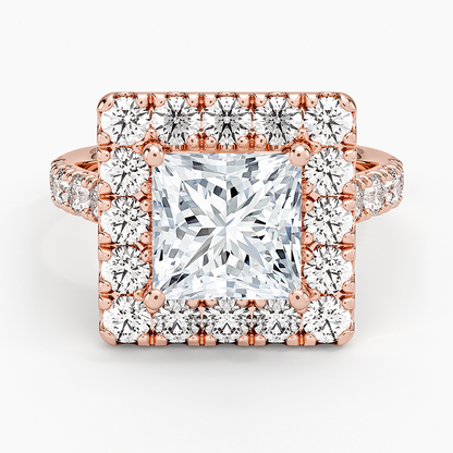 Adele Halo Diamond Ring - Princess Cut Center Stone