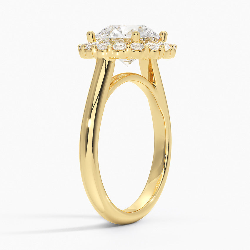 Lotus Flower Halo Diamond Ring (1/4 ct. tw.) - Round Cut Center Stone