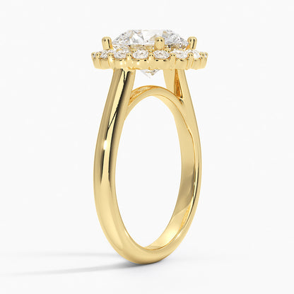 Lotus Flower Halo Diamond Ring (1/4 ct. tw.) - Round Cut Center Stone