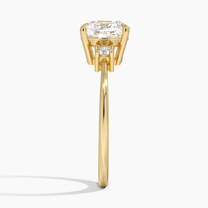 Petite Selene Three Stone Diamond Ring (1/10 ct. tw.) - Cushion Cut Center Stone