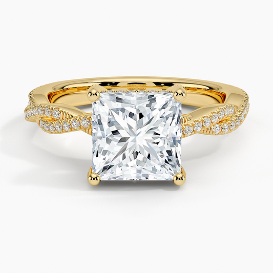 Adorned Luxe Petite Twisted Vine Diamond Ring - Princess Cut Center Stone