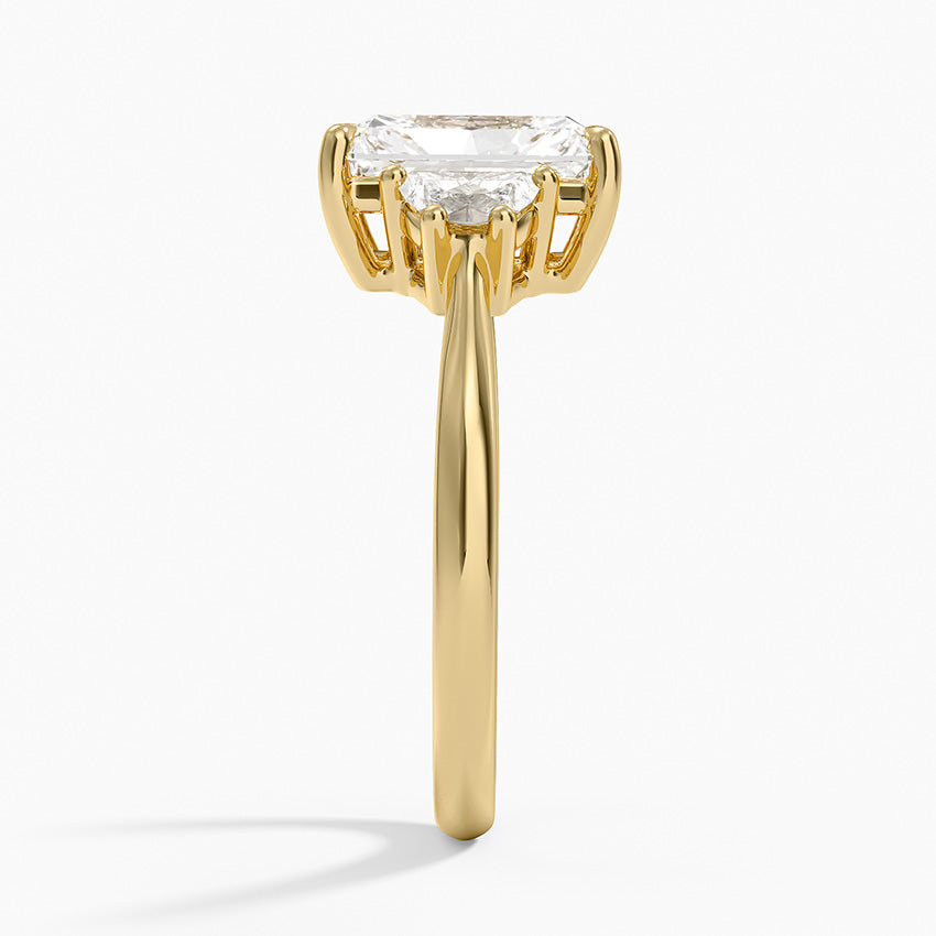 Half Moon Three Stone Diamond Ring (1/4 ct. tw.) - Radiant Cut Center Stone