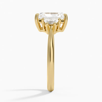 Half Moon Three Stone Diamond Ring (1/4 ct. tw.) - Radiant Cut Center Stone