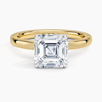 Platinum Mixed Metal Audrey 2mm Diamond Ring - Asscher Cut Center Stone