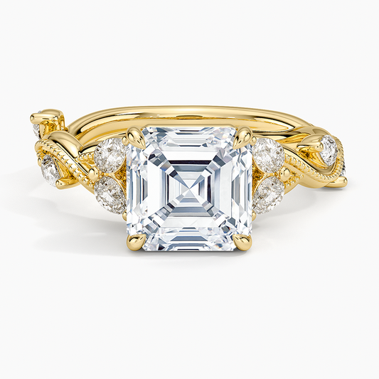 Vintage Secret Garden Diamond Ring (3/8 ct. tw.) - Asscher Cut Center Stone