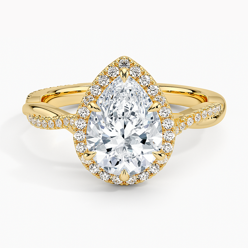 Petite Twisted Vine Halo Diamond Ring (1/4 ct. tw.) - Pear Center Stone