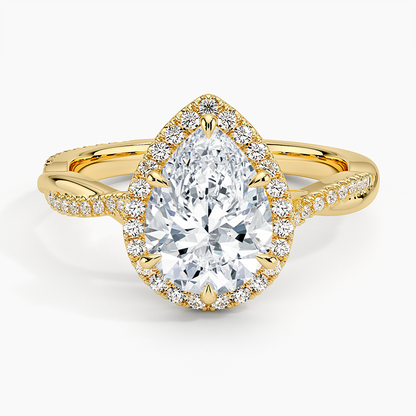 Petite Twisted Vine Halo Diamond Ring (1/4 ct. tw.) - Pear Center Stone