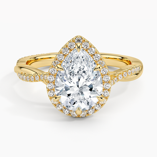 Petite Twisted Vine Halo Diamond Ring (1/4 ct. tw.) - Pear Center Stone