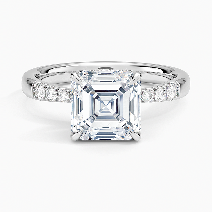 Bella Hidden Halo Diamond Ring (1/5 ct. tw.) - Asscher Cut Center Stone