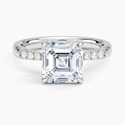 Bella Hidden Halo Diamond Ring (1/5 ct. tw.) - Asscher Cut Center Stone