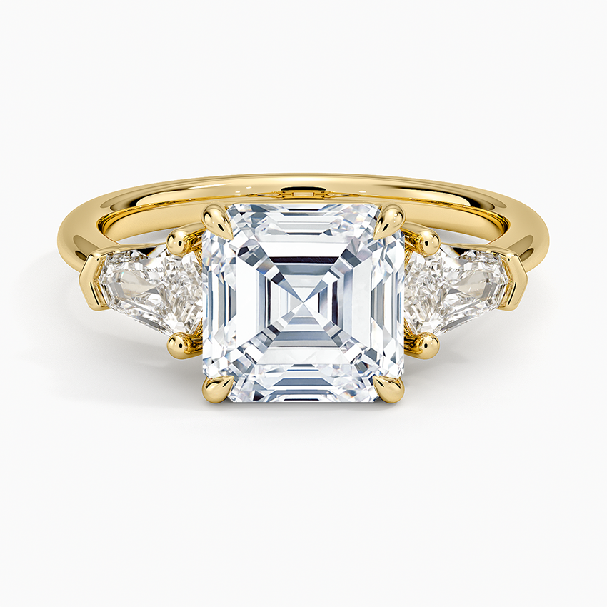 Shield Cut Three Stone Diamond Ring (1/2 ct. tw.) - Asscher Cut Center Stone