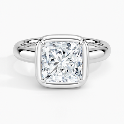 Andrea Bezel Prong Ring - Princess Cut Center Stone