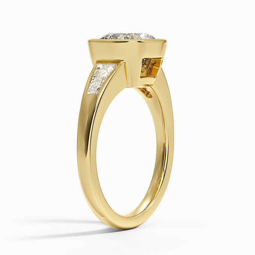 Hayes Three Stone Baguette Diamond Ring (1/2 ct. tw.) - Cushion Cut Center Stone