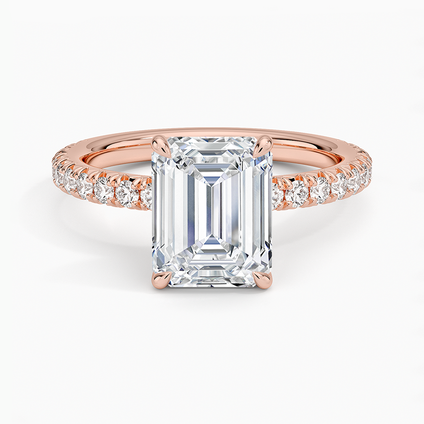 Amelie Three-Quarter Coverage Diamond Ring - Emerald Cut Center Stone